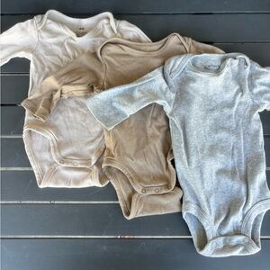 H&M & Carters  Kids Bodysuit Set - Cream, Tan, Gray